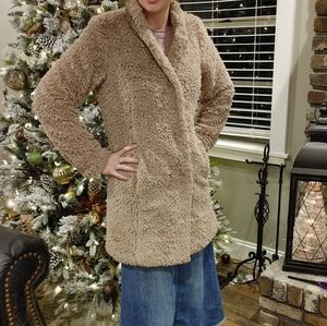 Kenneth Cole New York faux fur beige ladies' coat Sz XS